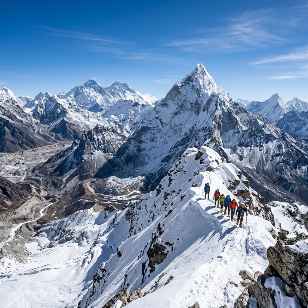 Colorful boats on a Himalayan lakeside